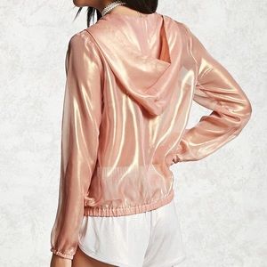 F21 rose gold sheer zip up jacket